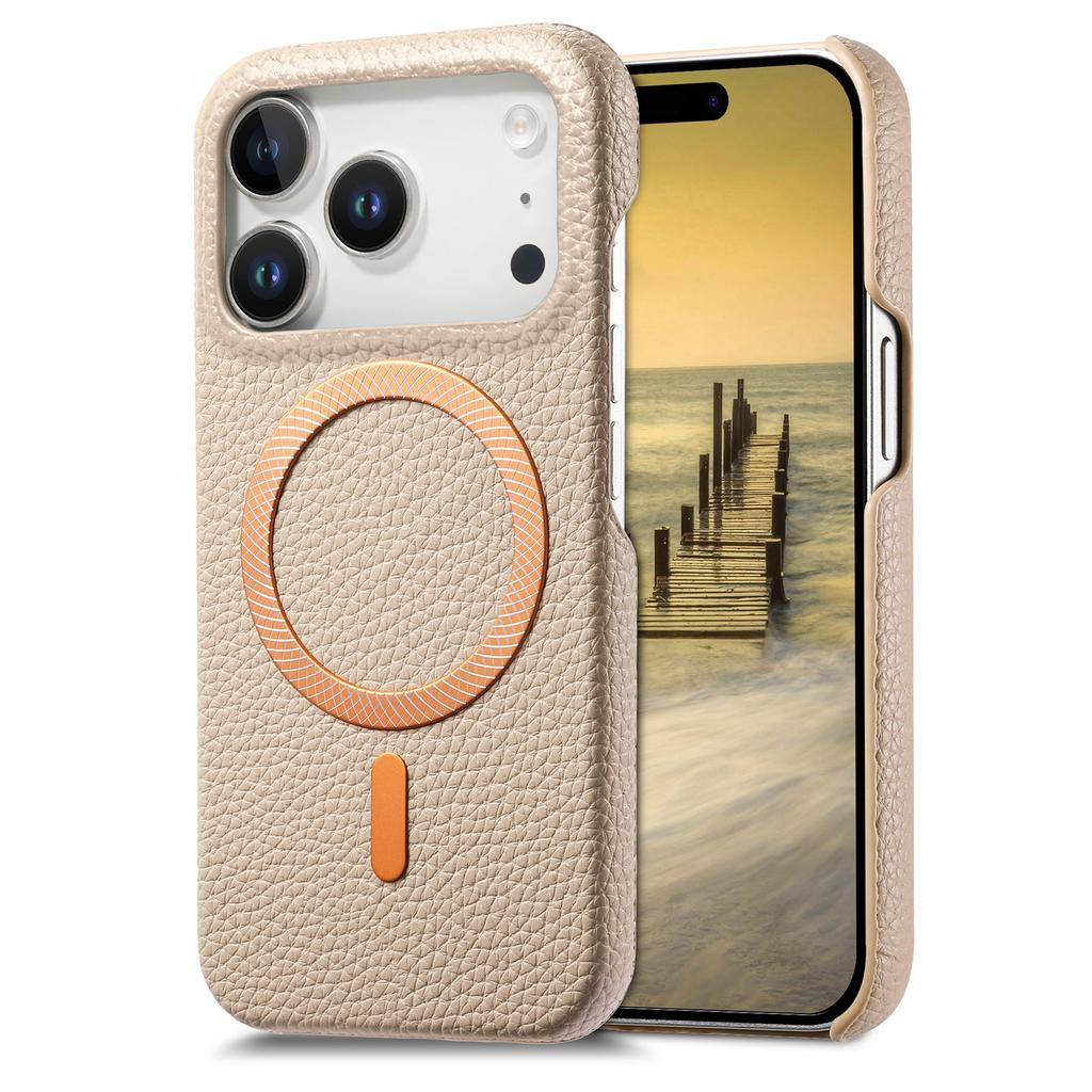 Бизнес-чехол для телефона из магнитной кожи с текстурой личи для iPhone 17 Pro Max 16 Plus 15 14 13 12 для Magsafe, противоударный, тонкий