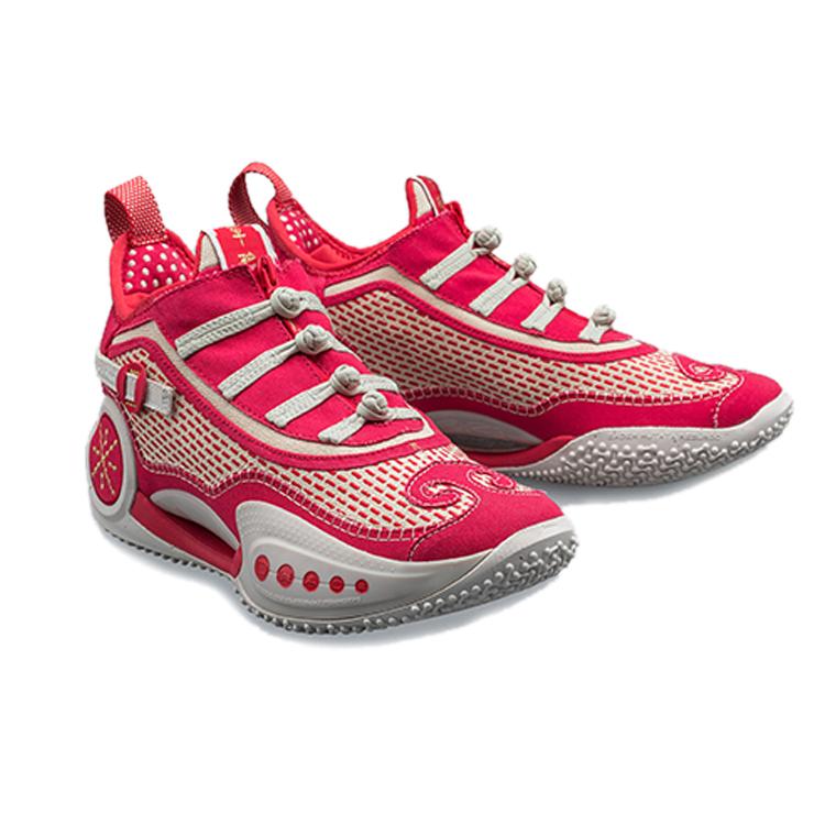 Li Ning WOW 9 Износостойкие Нескользящие Средние Высокие Баскетбольные Кроссовки для Выступлений Мужские Получить Красный ABAR119-2()