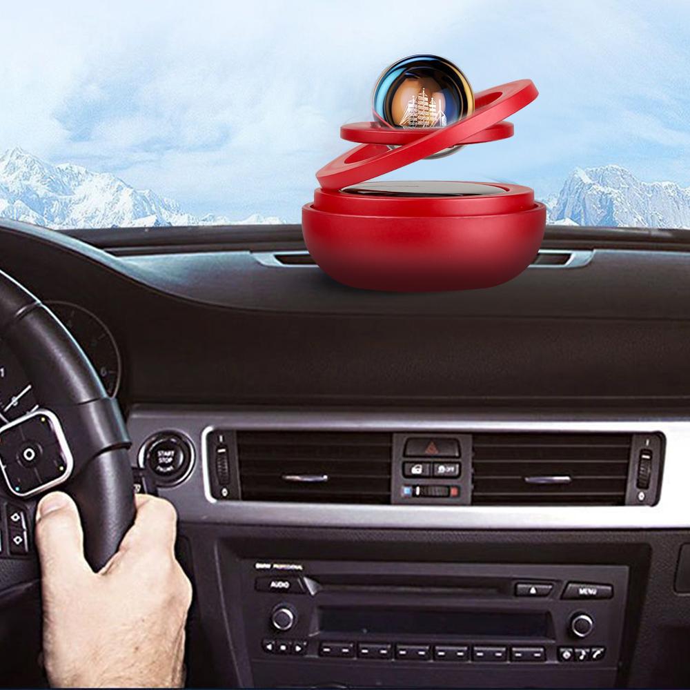 Solar Car Air Freshener Double Rings Rotary Suspension Rotating Aromatherapy Diffuser Dashboard Perfume Fragrance Auto Ornament