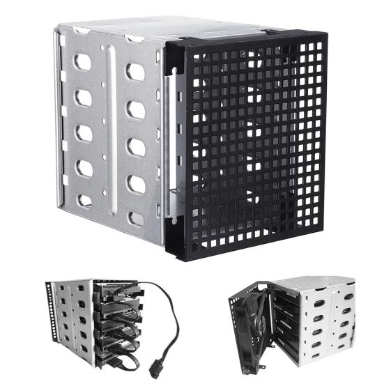 5 Slots 3.5inch HDD Cage Rack SATA SAS Hard Driver Tray Caddy