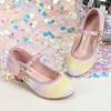 New Colorful Rhinestone Gradient Girls' Leather Shoes Gorgeous Super Fairy Princess Style Crystal Shoes Fashion Color Matching Princess Shoes
