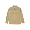 Solid Color Outdoor Sports Casual Loose Square Collar Long Sleeve Shirt Men Shirts Khaki A28QG-918