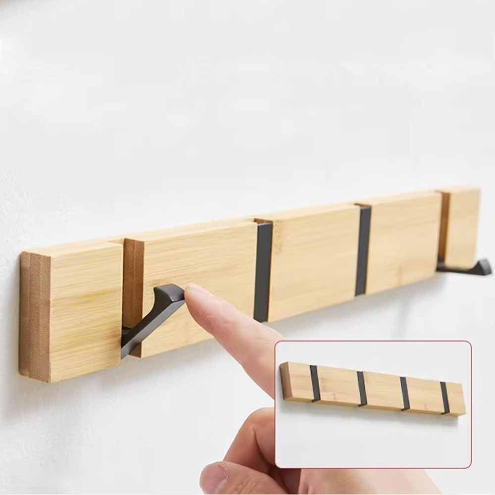 3/4/5 Hooks Bamboo Wall Mounted Hooks Creative Towel Rack Door Back Hook Rack Bedroom Organization