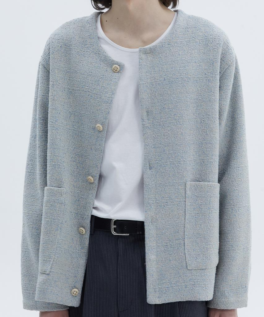 Куртка Trip Le Sens Casting Tweed Round Jacket_Винтажный синий