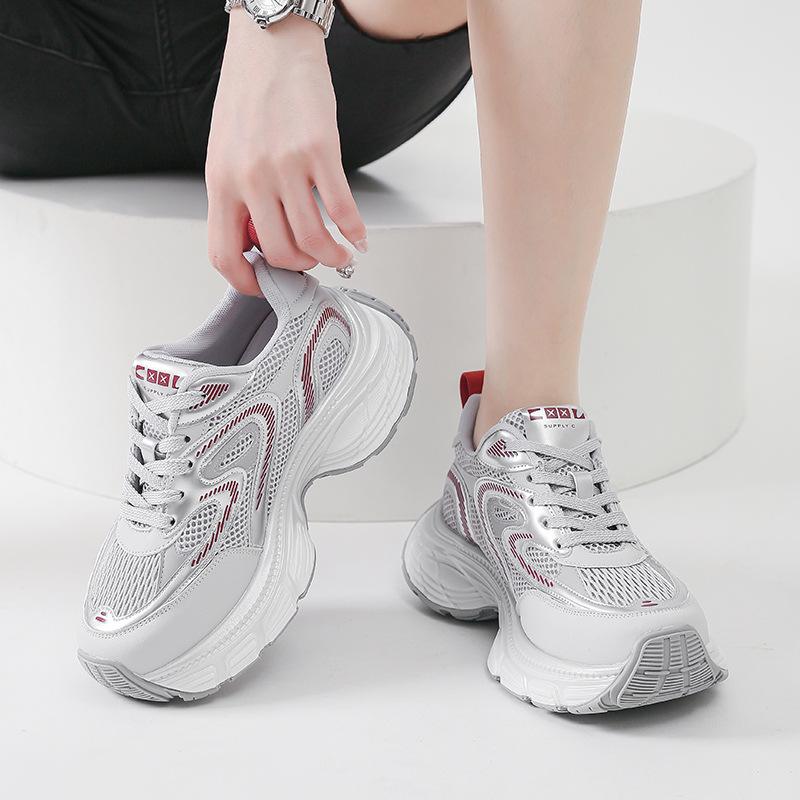 Thick-soled Sports Dad Shoes Women's Summer Thin Mesh Breathable Casual Shoes Versatile Height-increasing Ins Tide Lightweight Shoes
