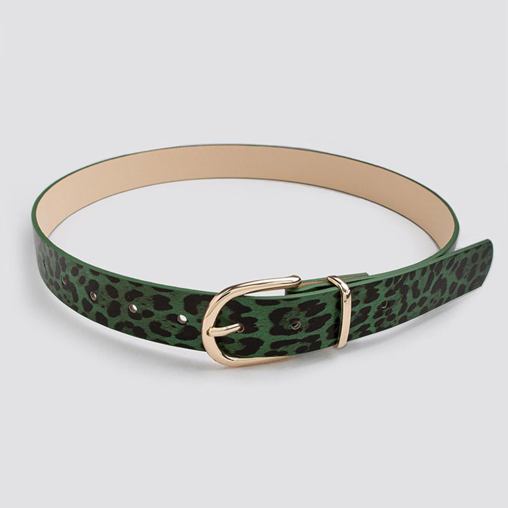 Y2K Leopard Pattern PU Leather Belt Adjustable Waistband Pin Buckle Waist Strap For Women Jeans Pants Fashion Accessory