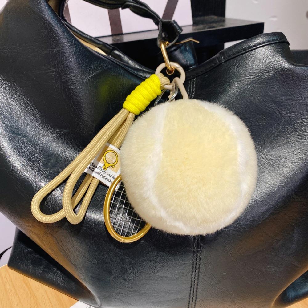 Backpack Hanging Tennis Ball Plush Pendant Plush Plush Tennis Keychain  Car Decoration