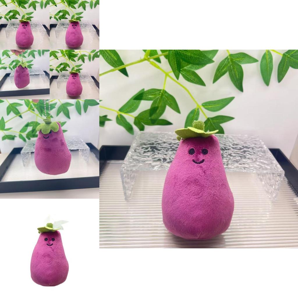 Adorable Plush Vegetable Doll Keychain Soft Pp Cotton Cute Eggplant Pendant Gift