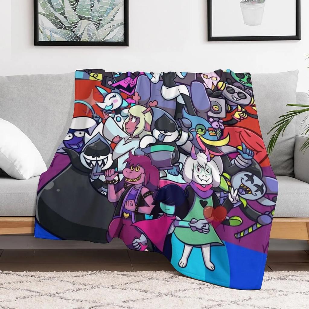 Deltarune Chapter 2 Throw Blanket Travel Size Cozy Blanket for Plane Train