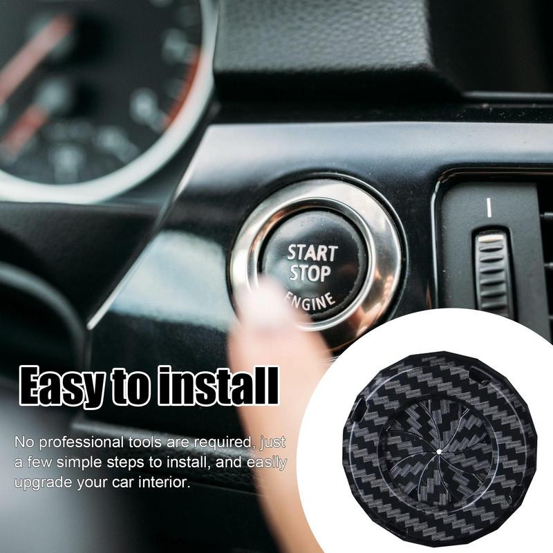 Rotary Push Start Button Cover Carbon Fiber Push Start Button Stylish Car Power Control Trim Car Button Decoration Engine Start