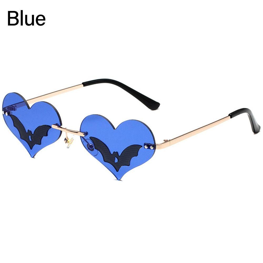 Солнцезащитные очки в форме сердца «летучая мышь», новые очки без оправы в готическом стиле для женщин и мужчин, очки для вечеринок и фестивалей, модные очки с защитой от ультрафиолета 400
