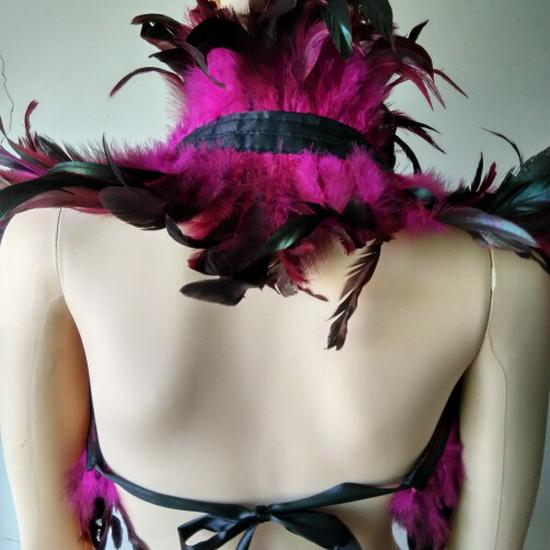 Шоу-накидка из перьев: Элегантный жилет с искусственным воротником и комплект со шарфом