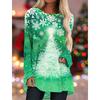 Women's Christmas 3D Printing Long Sleeve T-shirt Spring Autumn Round Neck Casual Loose Top Clothes