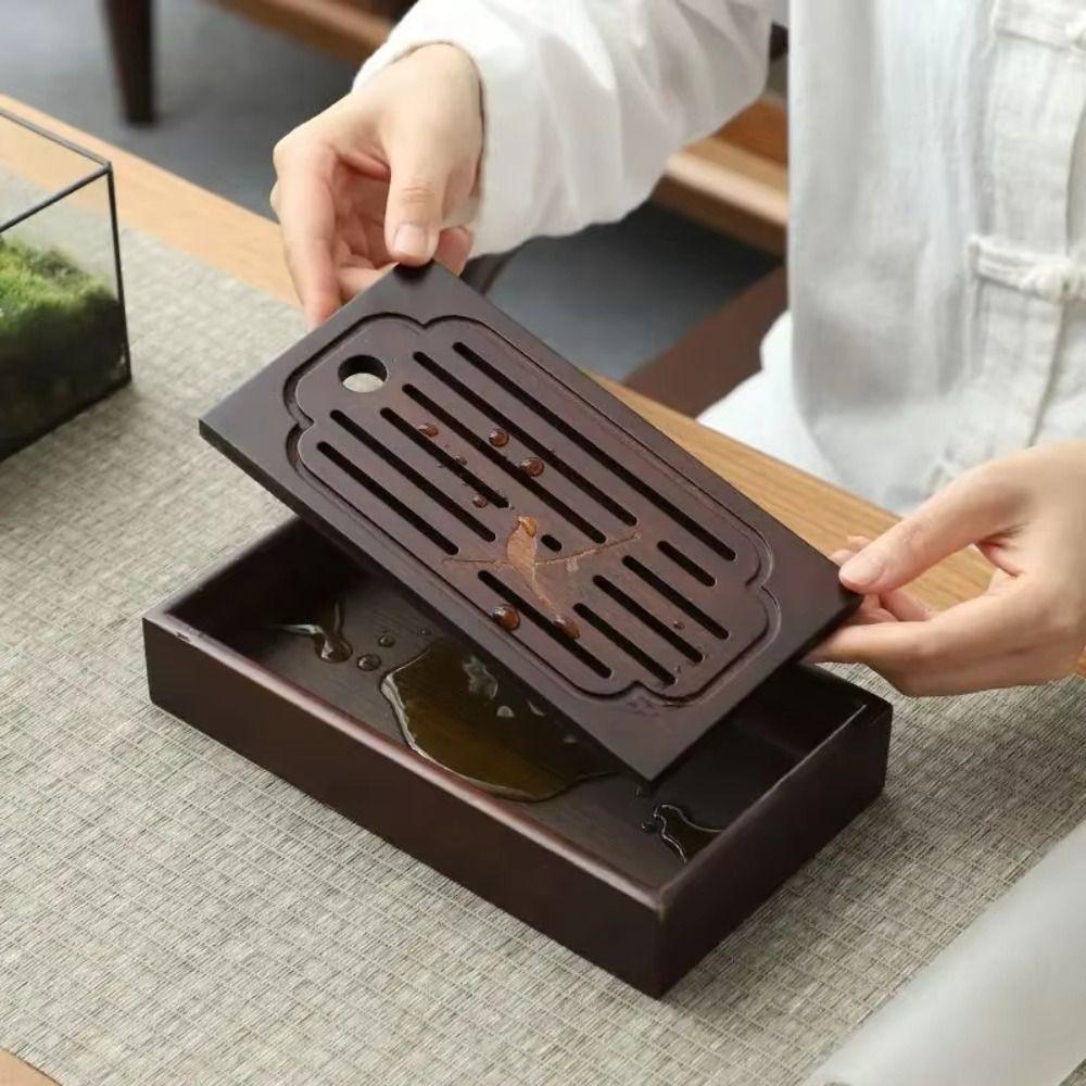 Simple Chinese Tea Tray Rectangular Bamboo Tea Tray Small-scale Tea Storage Tray  Office