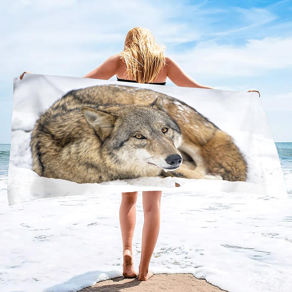 Animal Wolf Pattern Series Seaside Vacation Beach Towel Swimming Bath Towel Sports Towel