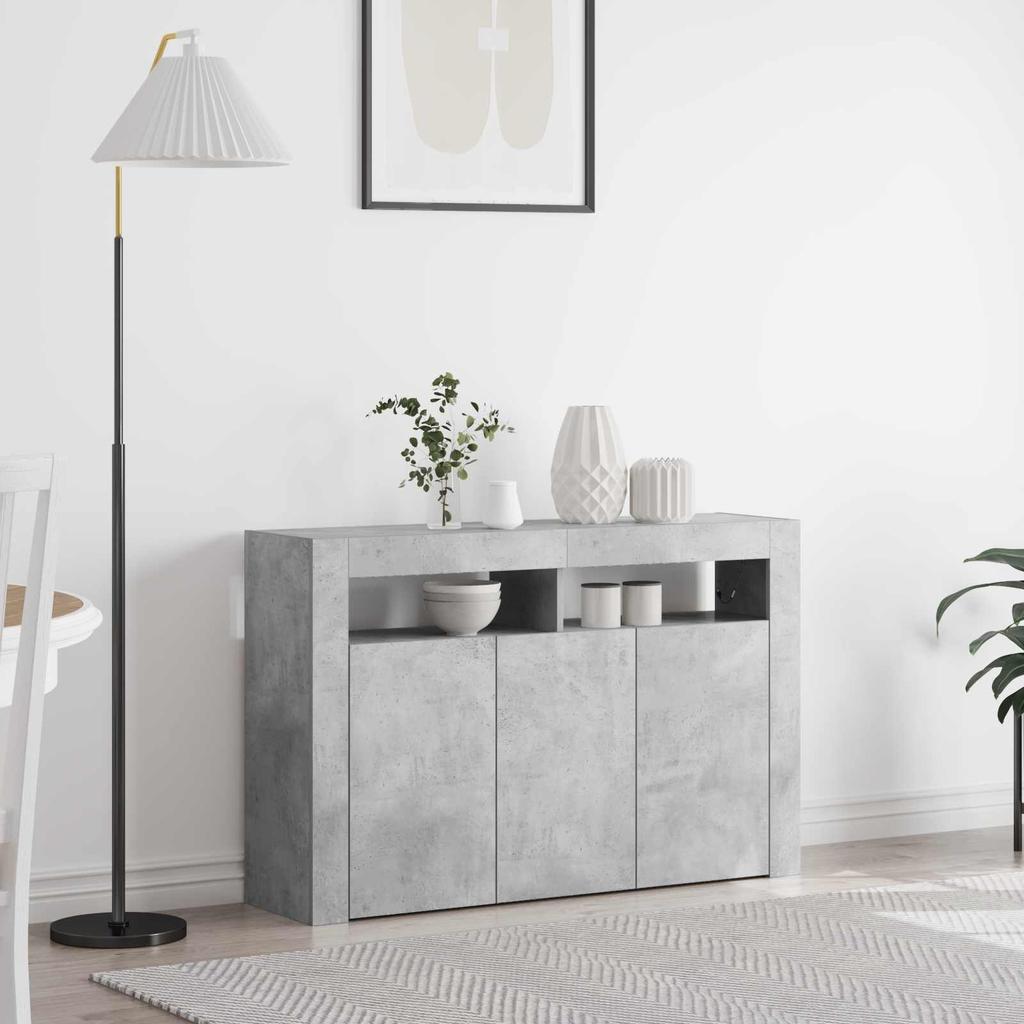 Concrete Grey Sideboard 116 x 30 x 75 cm Engineered Wood
