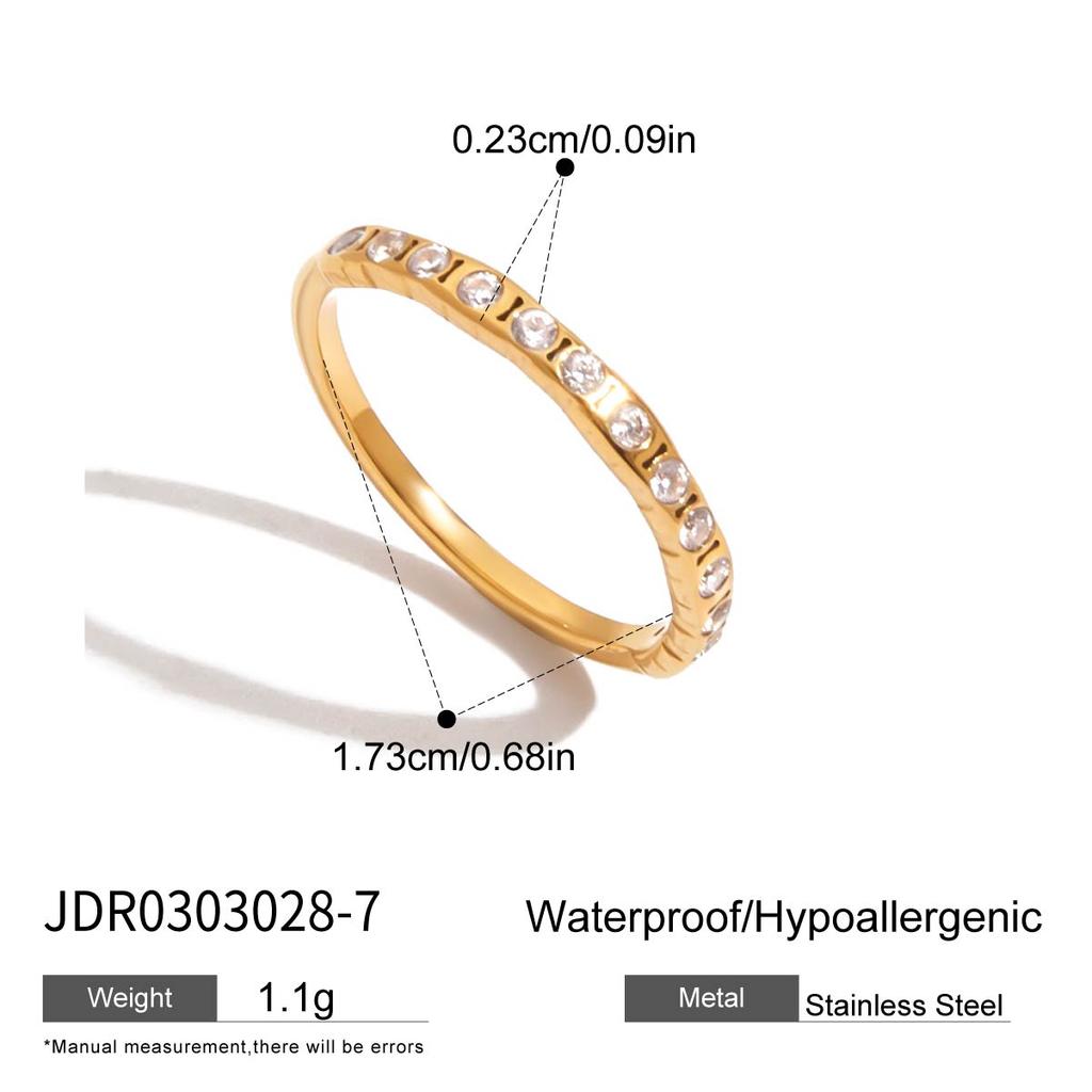 Youthway Delicate Zircon Rings For Women Minimalist  Gold Plated Stainless Steel Open Rings Simple Fashion Jewelry Girls Gift