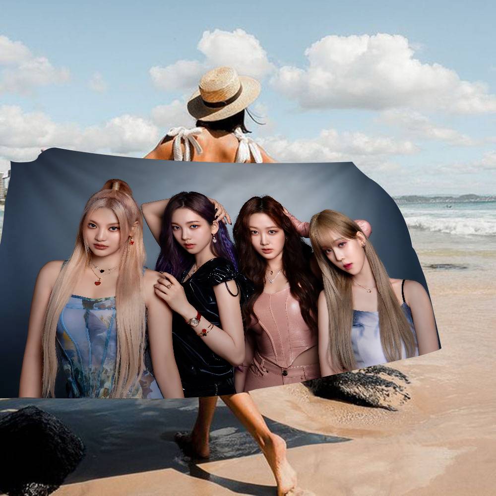 Band Singer A-aespa Kpop Anime Beach Swimming Towel Soft Absorbent Washcloth Children's Gifts For Kids Travel Camping Gym