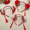 Tang Suit Hair Hoop Chinese New Year Headwear Fuwa Red Hairband Simple Hanfu Hair Sticks  Girls