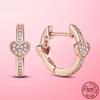 Heart Earrings 925 Sterling Silver Rose Gold Heart To Heart Hoop Earrings for Women Fashion Silver Earring Jewelry Gift