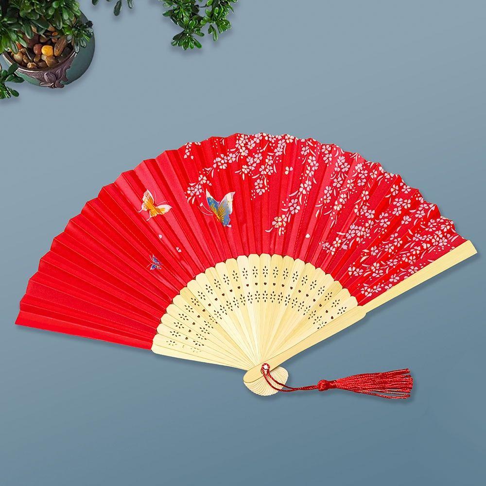 Красочный винтажный складной веер с бамбуковым черенком, классический танцевальный веер, ручной веер, аксессуары для одежды