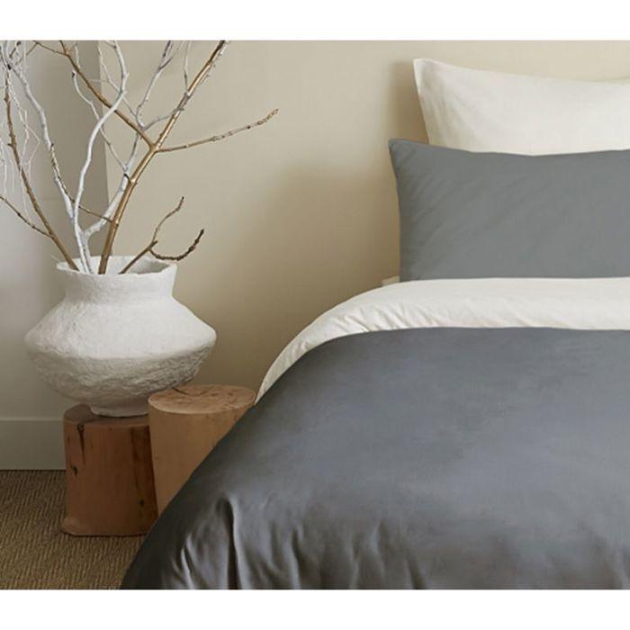 Complete Pack 6 Pieces Anthracite/White Reversible Duvet Cover for Bed 140 X 190 Cm