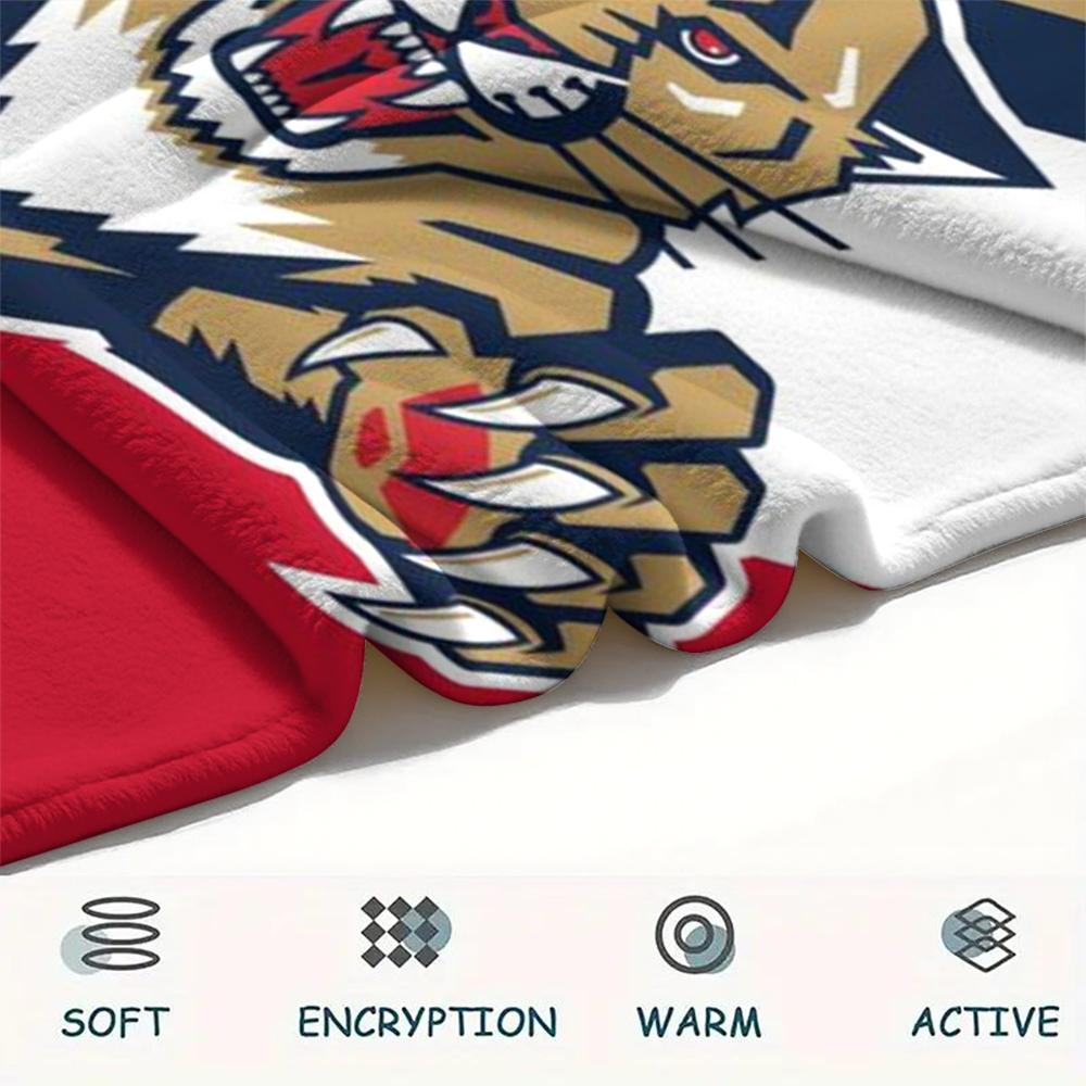 1PC Florida Panthers Print Flannel Blanket, High quality Comfortable for All Seasons, Home Decor, Warmth and Comfort, Perfect for Christmas Gifts