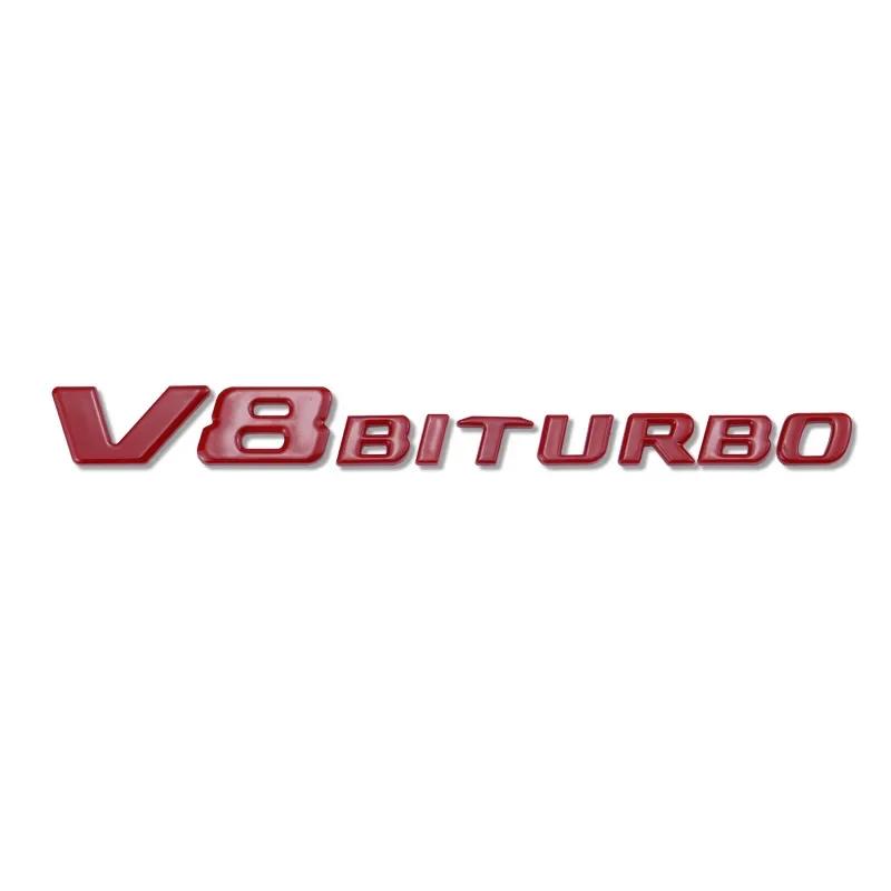 ABS V8 BITURBO Letter Logo Car Sticker for Mercedes Benz Twin Turbo Logo Fender Modification Accessories Label Decorative Decal BG1