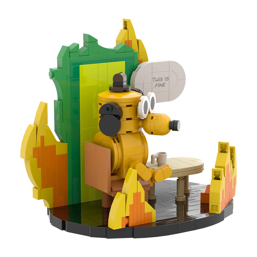 Новый MOC Собака 'Все в порядке' Модель из строительных блоков Мультяшный Огненный Мем Виньетка Гончая Кирпичи DIY Сборные Игрушки Подарки на День Рождения для Детей