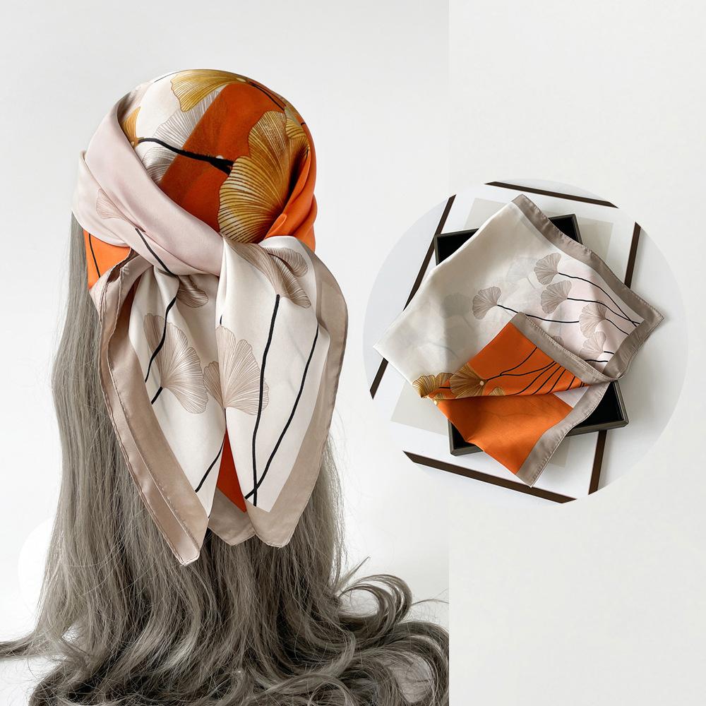 Весенне-летний атласный длинный шарф для женщин, солнцезащитная шаль, модный атласный длинный шарф для красоты, универсальный дорожный шарф