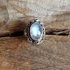 Кольцо с драгоценным камнем из радужного лунного камня, серебро 925 пробы, кольцо с камнем рождения, кольцо в стиле бохо, украшения из лунного камня, кольцо ручной работы