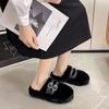 Women's Cotton Slippers 2024 New Plush Warm Women's Slippers Baotou Thick Bottom Belt Buckle Ladies Half Slippers Zapatos Mujer