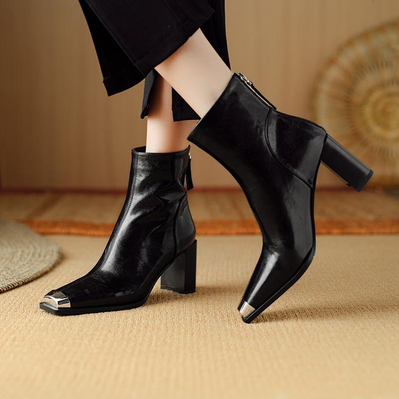 Fashion 2024 New Autumn Women Boot Short Boots Fashion Square Toe Ankle Boots High Heels Winter Modern Ladies Shoes