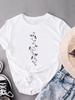 (Asian Size) watercolor flower love cute Women's Top Fashion T Clothing Print Female Casual  Short Sleeve T-shirts Graphic Tee
