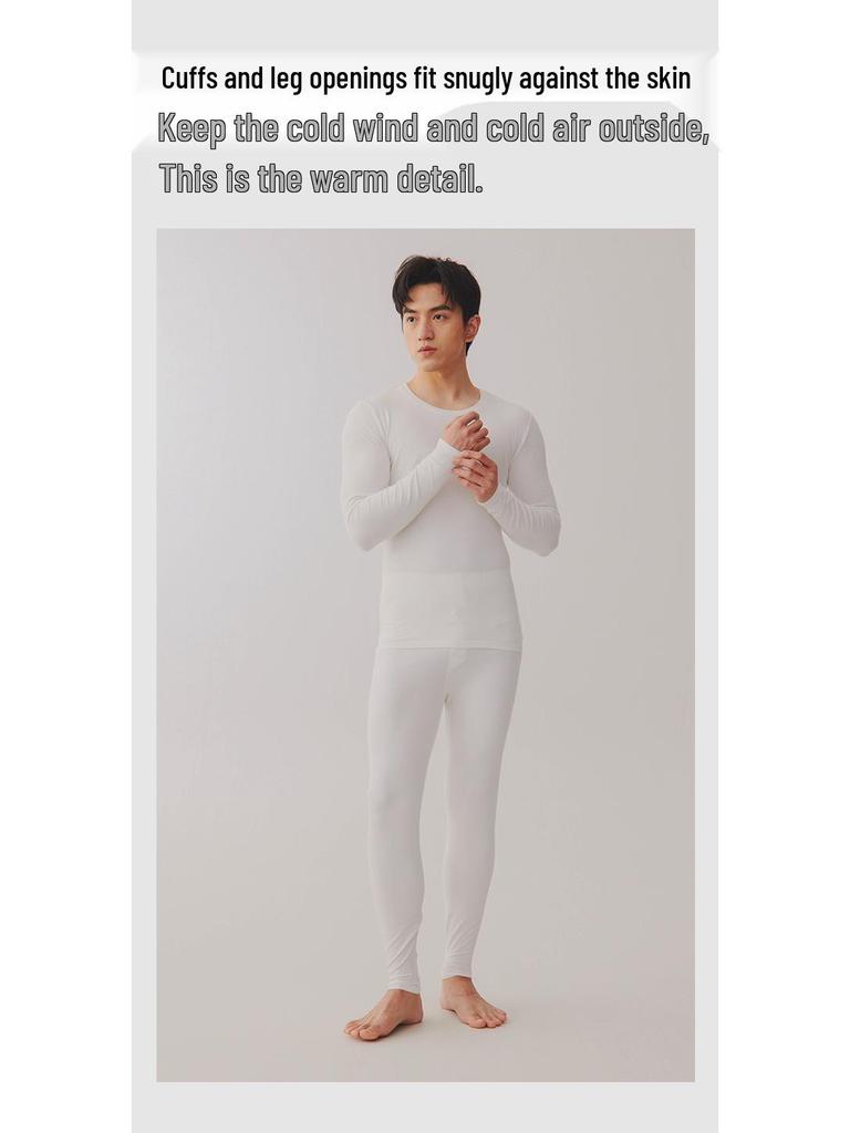 Мужской комплект тонкого теплого хлопкового термобелья облегающего кроя на осень 2025 года - детский хлопок класса А с начесом