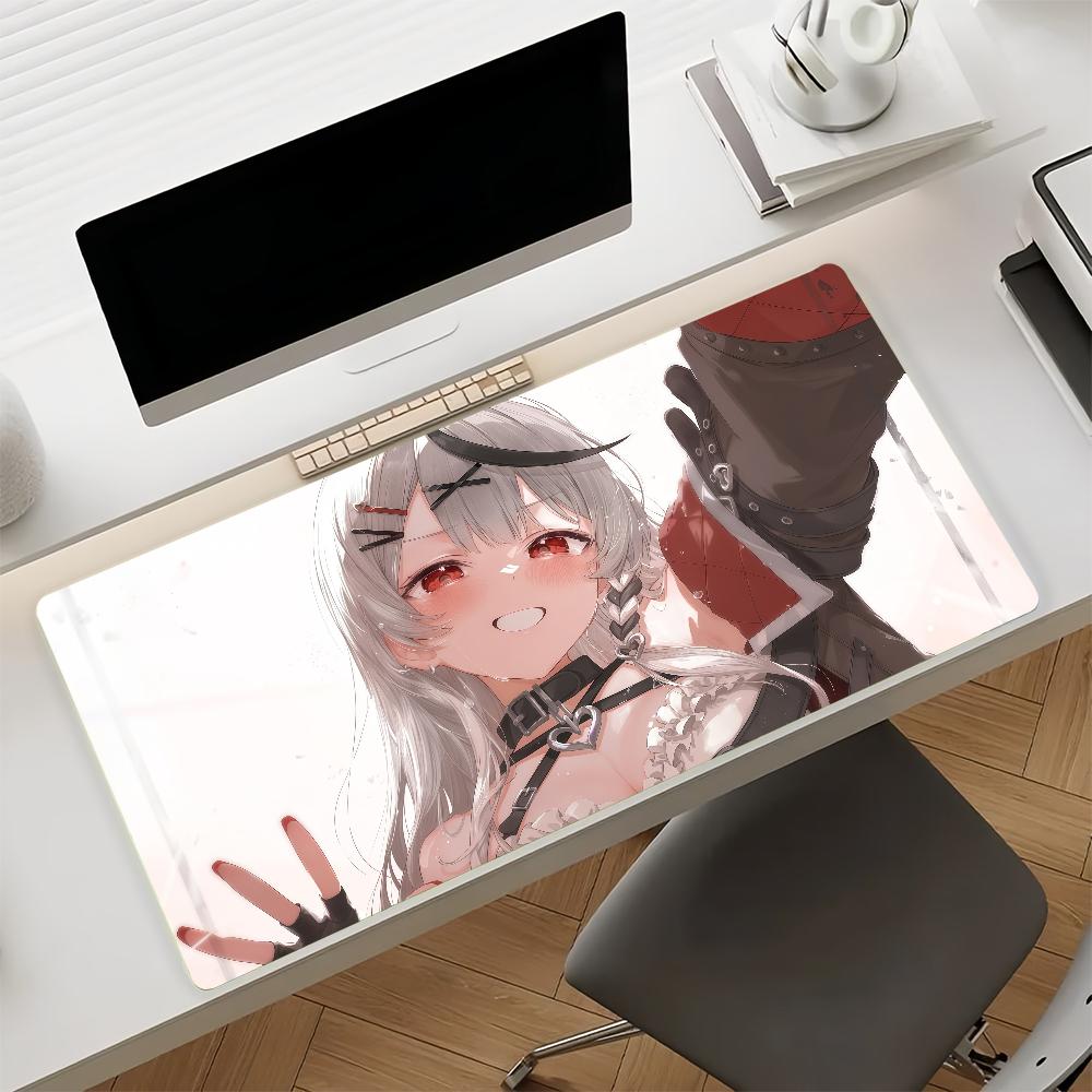 Antislip Gaming Mouse Pad Stitched Edge Desk Mat Large Size Bold Red Tone Anime Girl Design Keyboard Pad for Gamers