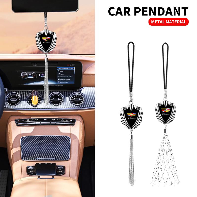 3D Metal Car Badge Rear View Mirror Pendant Hanging Ornaments Auto Accessories For Cadillac SRX ATS XTS CT4 CT5 CT6 XT4 XT5 XT6