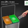 40L Dual Compartment Stainless Steel Bin, with Deodoriser Holders - Silver Tone