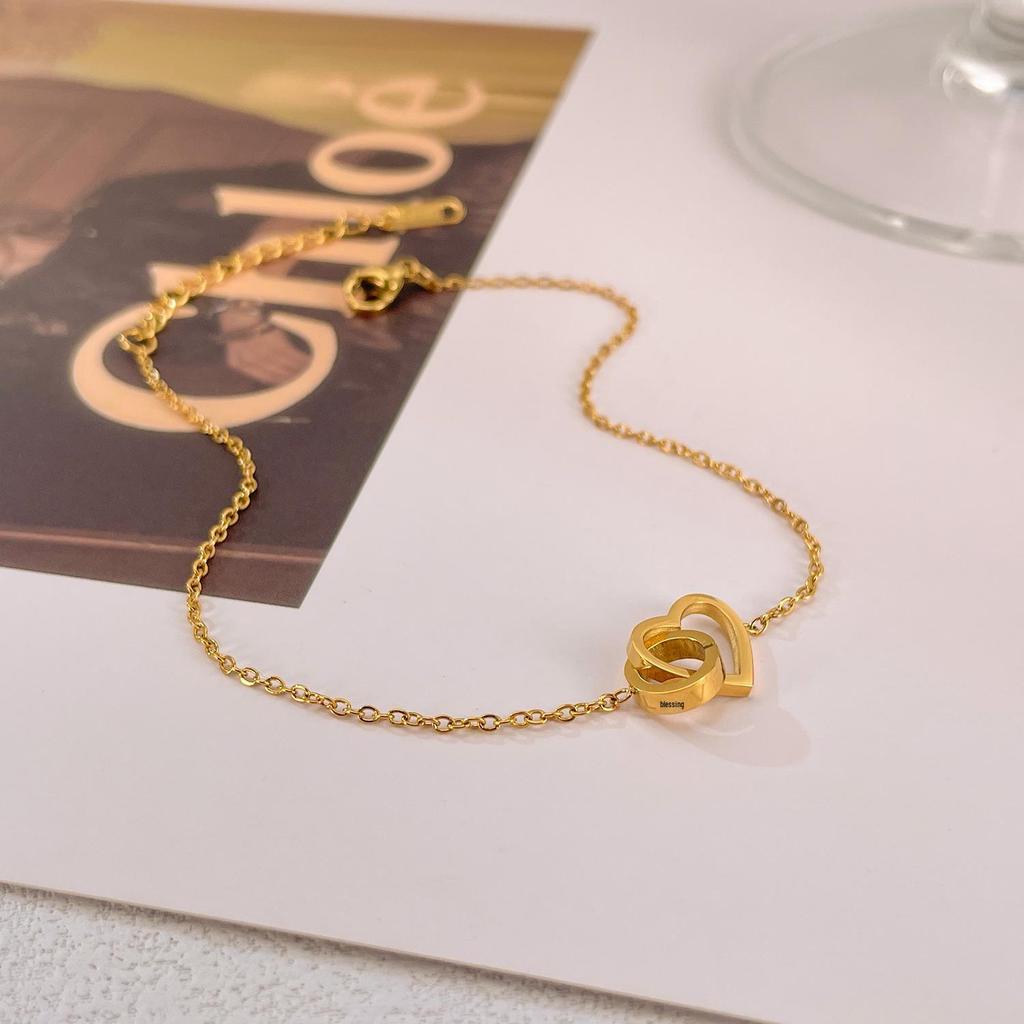 Summer Love Titanium Steel Heart Anklet: Simple & Versatile Japanese-Korean Fashion Jewelry for Women