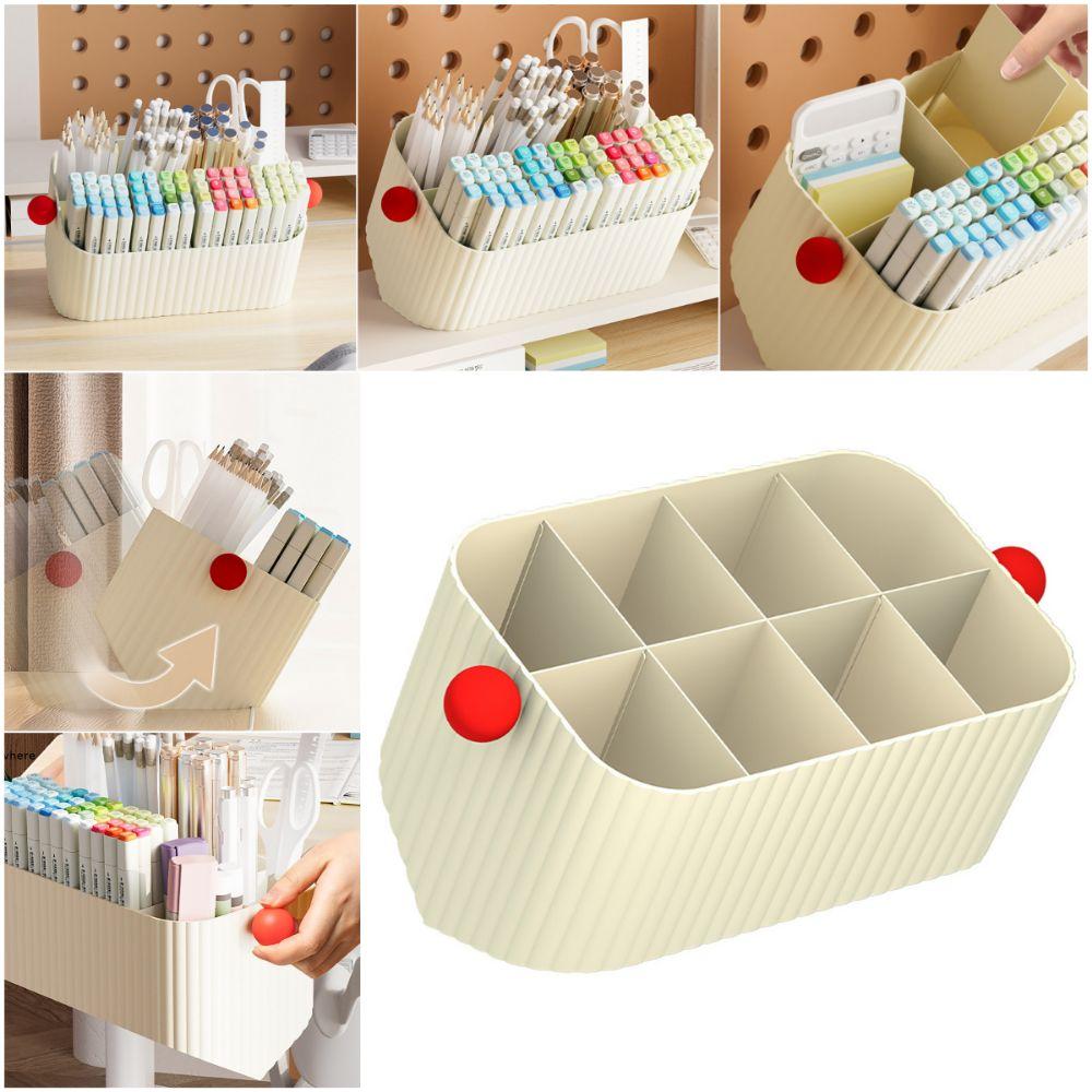 Beige Dopamine Storage Box Plastic Sorting Box Cute Storage Basket Cosmetics Storage