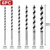 6pcs Hex Shank Auger Drill Bit Set Twist Design Long Auger Bits Wood Hole Reaming Tool  For Plastic
