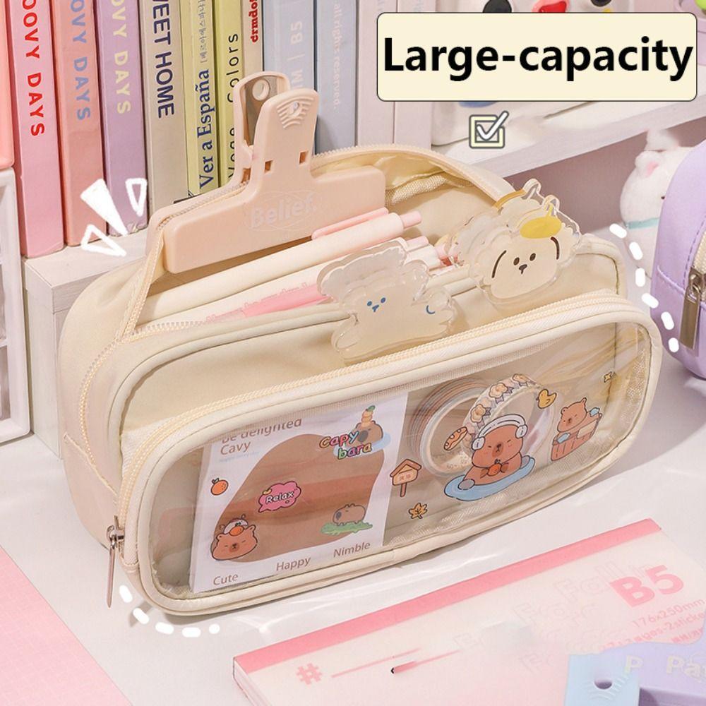 Dirt-resistant Pencil Case Double Layer Stationery Organizer Portable Pen Box  School Office