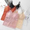 Summer Sleeping Underwear Women's Tank Top Style Non Steel Rim Detachable Chest Cushion Converged Top Support Sexy Lace Back Strap