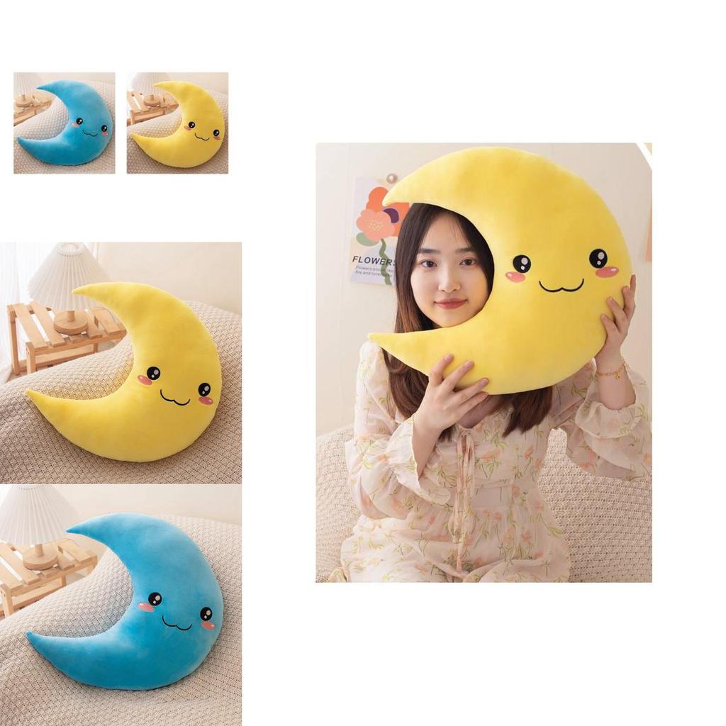Whimsical Moon Pillow For Kids Premium Plush Stuffed Cushion With Soft Pp Cotton Filling For Cozy Snuggles