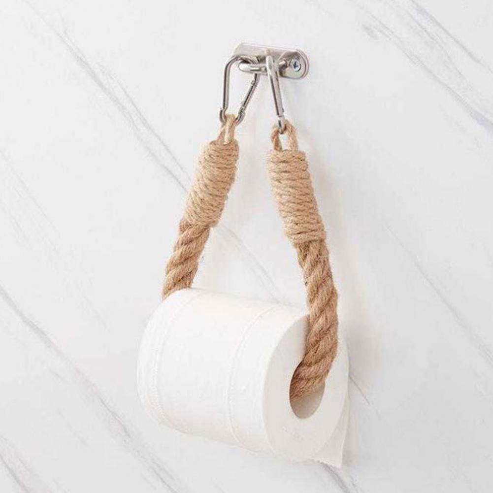 Tissue Holder Design Twine Rope Paper Roll Holder Rustic Twine Toilet Roll Holder for Bathroom Wall-mounted Paper Organization
