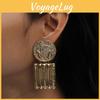 Contemporary Gold Geometric Metal Earrings With Relief Design For Collectors