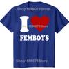 Забавные футболки с графикой красного сердца «Я люблю фембоев» для мужчин и женщин, хлопковая юмористическая уличная одежда, футболка с коротким рукавом, унисекс, свободная одежда