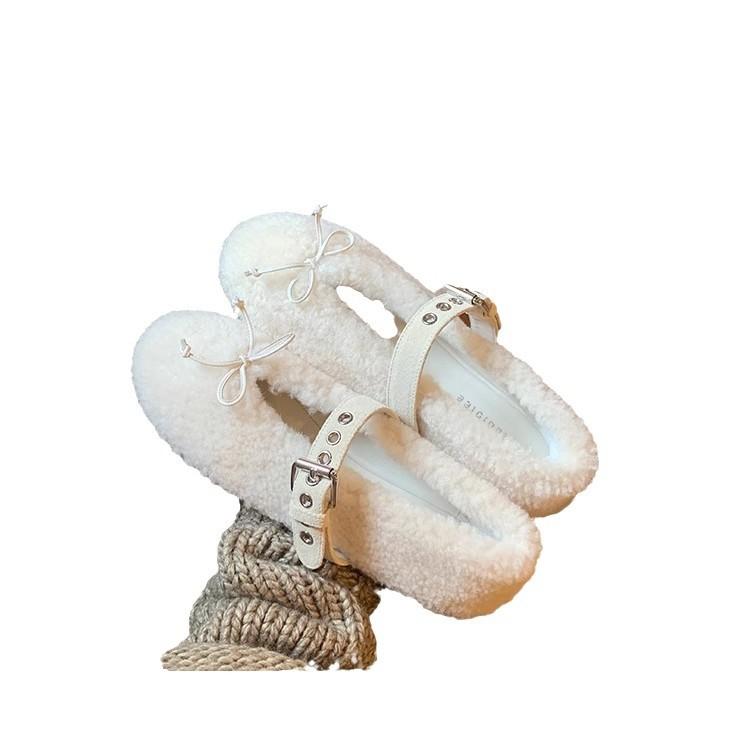 Виноградная мать та же милая миу~ балетки Мэри Джейн из овечьей шерсти, женские балетки