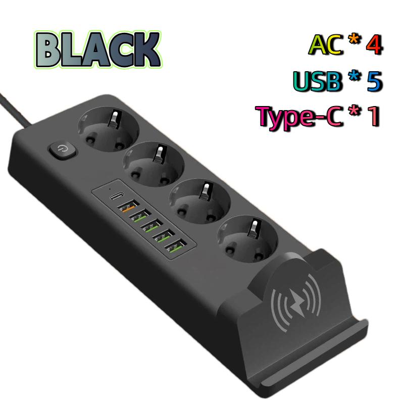 EU To EU Power Station – Multi-Outlet USB PD Strip with Built-in Charging Pad