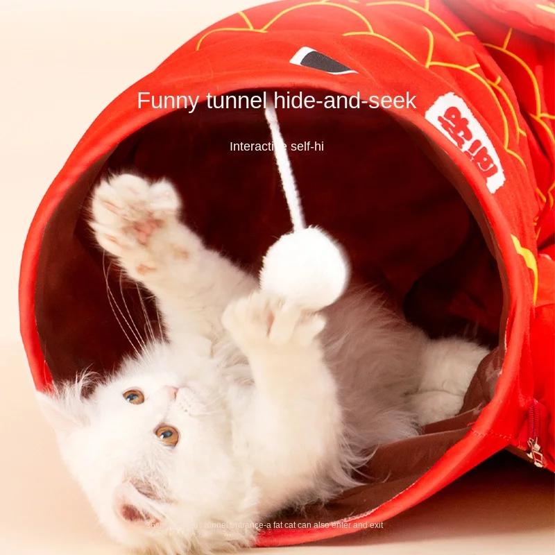 New Cat Tunnel, Ground Rolling, Chinchilla Toy, Koi Cat Scratch Board, Folding Channel, Semi Enclosed Cat Nest